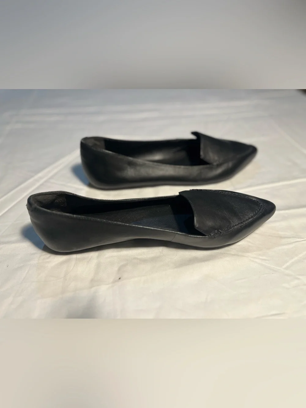 Lulu's Black Leather Pointed-Toe Loafers